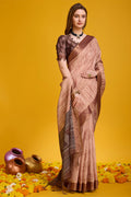 Orange Silk Saree With Blouse Piece