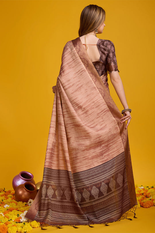 Orange Silk Saree With Blouse Piece