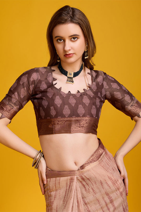 Orange Silk Saree With Blouse Piece