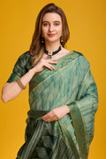 Green Silk Saree With Blouse Piece