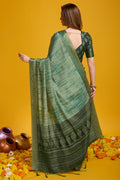 Green Silk Saree With Blouse Piece