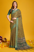 Green Silk Saree With Blouse Piece