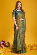 Green Silk Saree With Blouse Piece