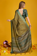 Green Silk Saree With Blouse Piece