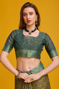 Green Silk Saree With Blouse Piece