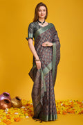 Brown Silk Saree With Blouse Piece