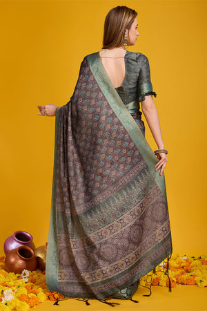 Brown Silk Saree With Blouse Piece