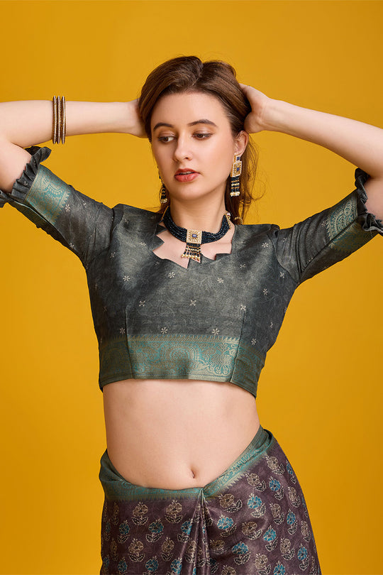 Brown Silk Saree With Blouse Piece