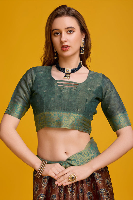 Brown Silk Saree With Blouse Piece