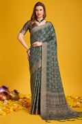 Green Silk Saree With Blouse Piece