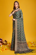 Green Silk Saree With Blouse Piece