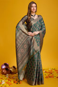 Green Silk Saree With Blouse Piece