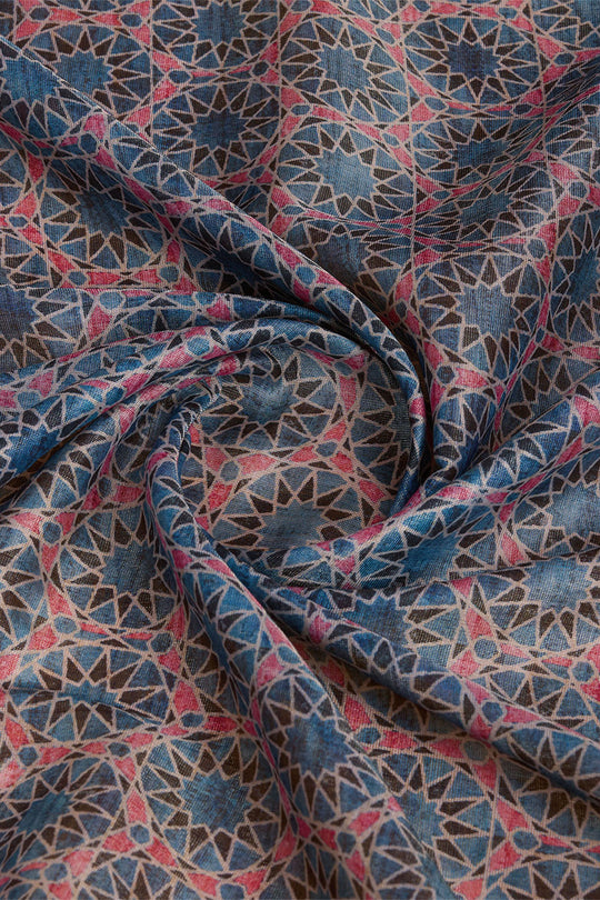 Teal Silk Saree With Blouse Piece