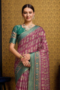 Pink Silk Saree With Blouse Piece