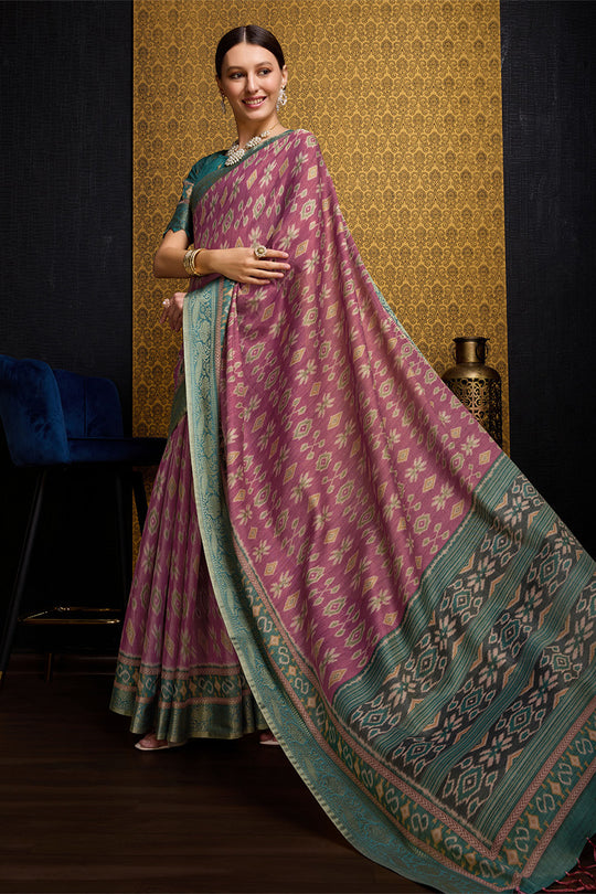 Pink Silk Saree With Blouse Piece