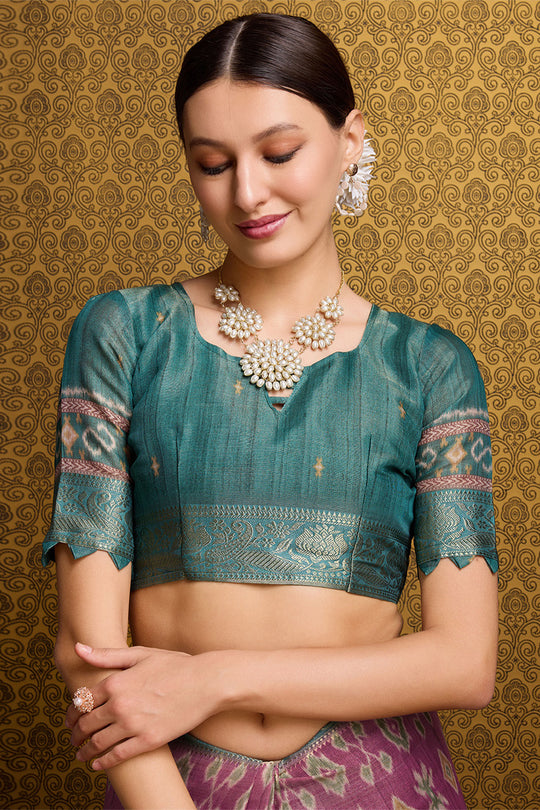 Pink Silk Saree With Blouse Piece