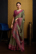 Green Silk Saree With Blouse Piece