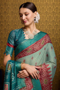 Sea Green Silk Saree With Blouse Piece