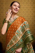 Orange Silk Saree With Blouse Piece