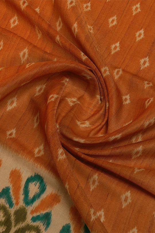 Orange Silk Saree With Blouse Piece