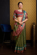 Green Silk Saree With Blouse Piece