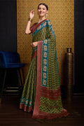 Green Silk Saree With Blouse Piece