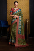 Green Silk Saree With Blouse Piece