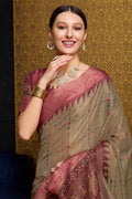 Brown Silk Saree With Blouse Piece