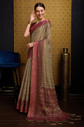 Brown Silk Saree With Blouse Piece