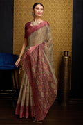 Brown Silk Saree With Blouse Piece