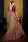 Brown Silk Saree With Blouse Piece