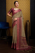 Brown Silk Saree With Blouse Piece