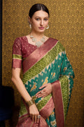 Green Silk Saree With Blouse Piece