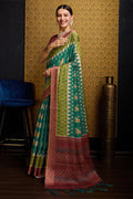 Green Silk Saree With Blouse Piece