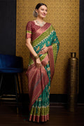 Green Silk Saree With Blouse Piece