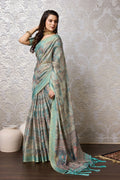 Blue Silk Saree With Blouse Piece