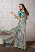 Blue Silk Saree With Blouse Piece