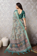 Blue Silk Saree With Blouse Piece