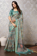 Blue Silk Saree With Blouse Piece