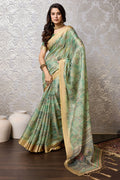 Sea Green Silk Saree With Blouse Piece