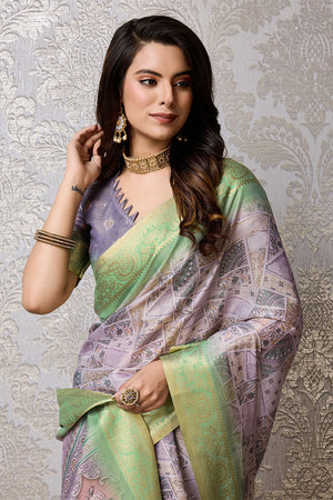 Purple Silk Saree With Blouse Piece