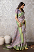 Purple Silk Saree With Blouse Piece