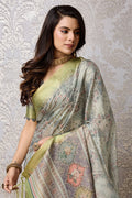 Green Silk Saree With Blouse Piece