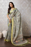 Green Silk Saree With Blouse Piece