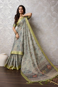 Green Silk Saree With Blouse Piece