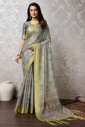 Green Silk Saree With Blouse Piece