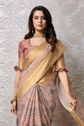 Peach Silk Saree With Blouse Piece