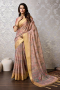 Peach Silk Saree With Blouse Piece