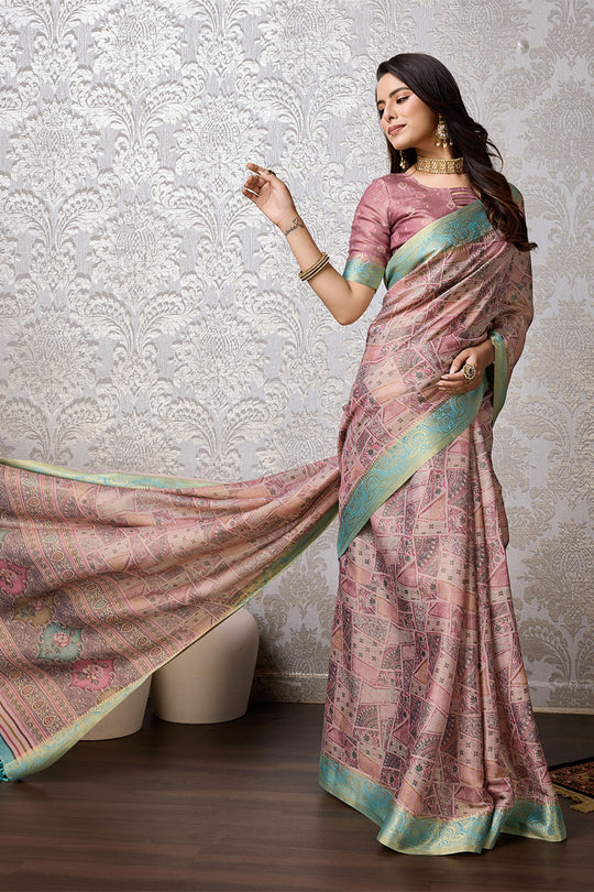 Lavender Silk Saree With Blouse Piece