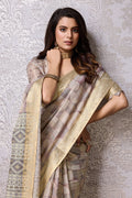 Beige Silk Saree With Blouse Piece